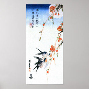 Póster Flores de golondrinas y arvejas, honda japonesa Hi