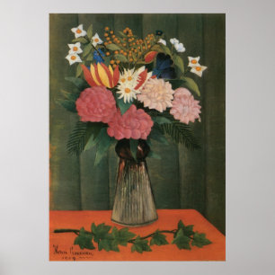 Póster Flores de Henri Rousseau en una vara (1909)