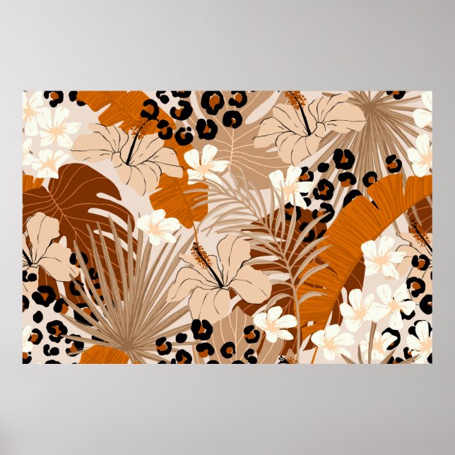 Póster Flores de hibisco de piel de leopardo (Frente)
