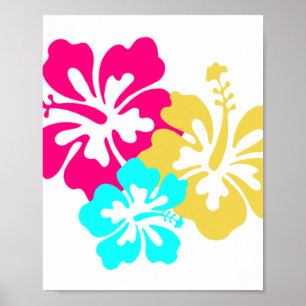 Póster Flores de Hibiscus hawaianas