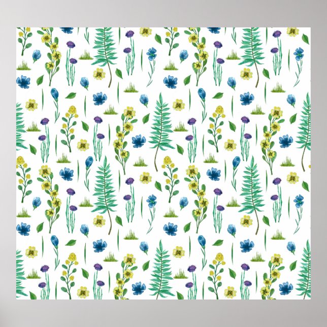 Póster Flores de hierro patrón de la naturaleza sin mar (Frente)