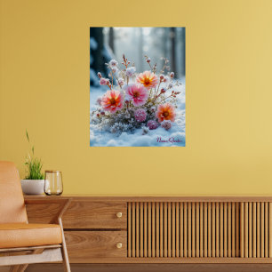 Póster Flores de invierno en la nieve – Serenidad floral