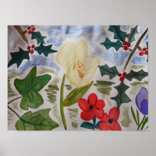 Póster Flores de invierno y Holly