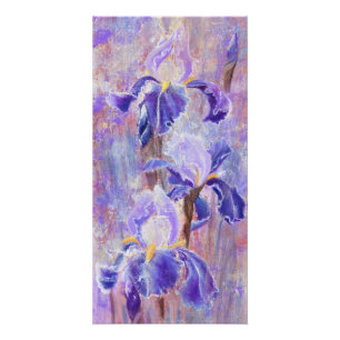 Póster Flores de Iris Azules Morados - Arte de Pintura Or