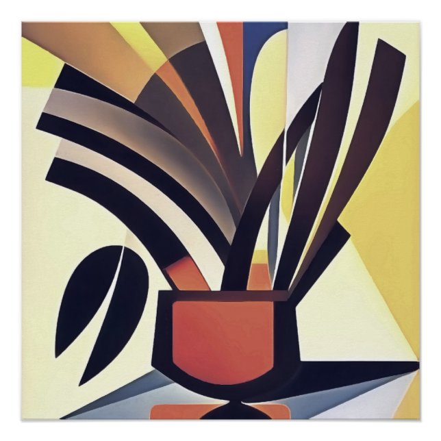 Póster Flores De Iris En Un Arte Geométrico Resumen De Va (Anverso)