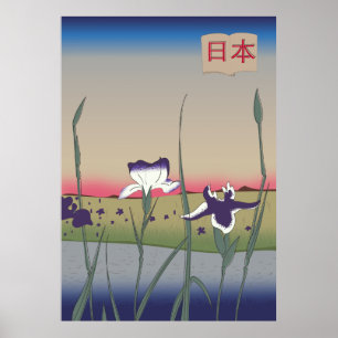 Póster Flores de Japón al estilo vintage