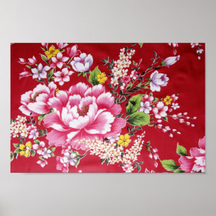 Póster Flores de kimono japonesas