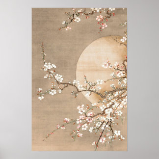 Póster Flores de la luna Pintura Vintage Neutral Rosa