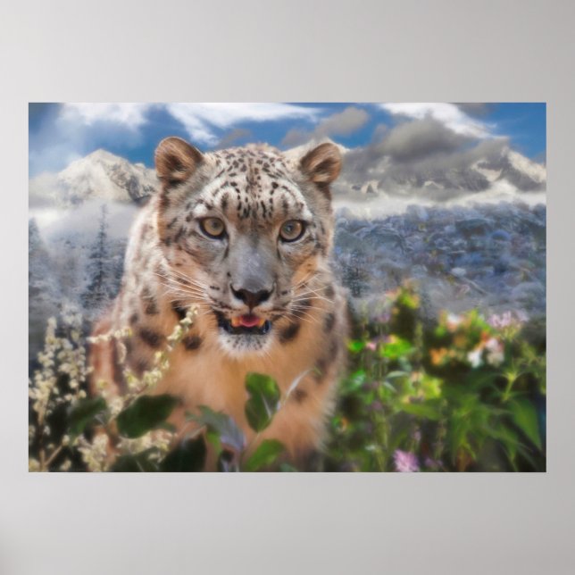 PÓSTER FLORES DE LA PRIMAVERA DE NIEVE LEOPARD (Frente)