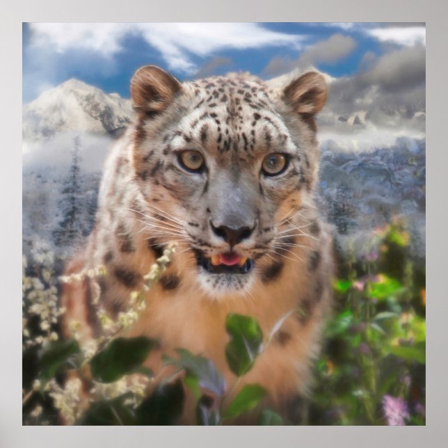PÓSTER FLORES DE LA PRIMAVERA DE NIEVE LEOPARD (Frente)