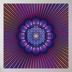 Póster FLORES DE LA VIDA / Blume des Lebens - Mandala II