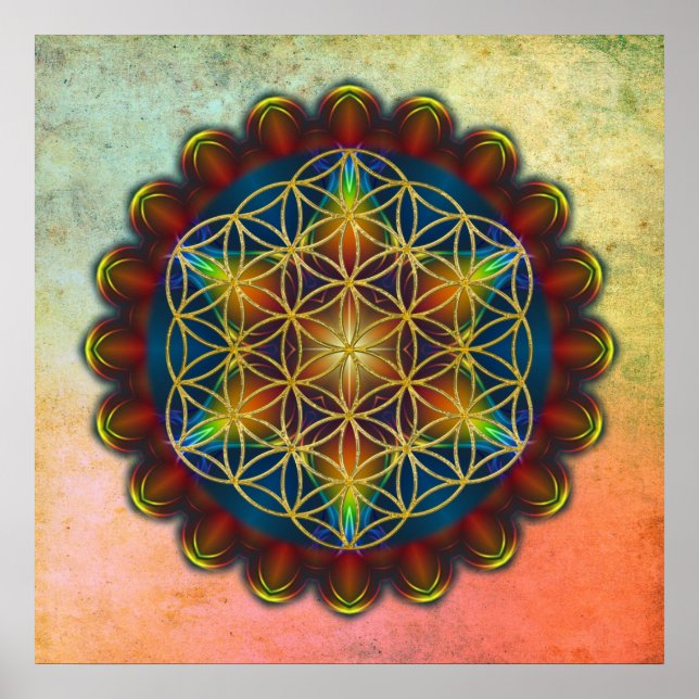 Póster FLORES DE LA VIDA / Blume des Lebens - Mandala III (Frente)