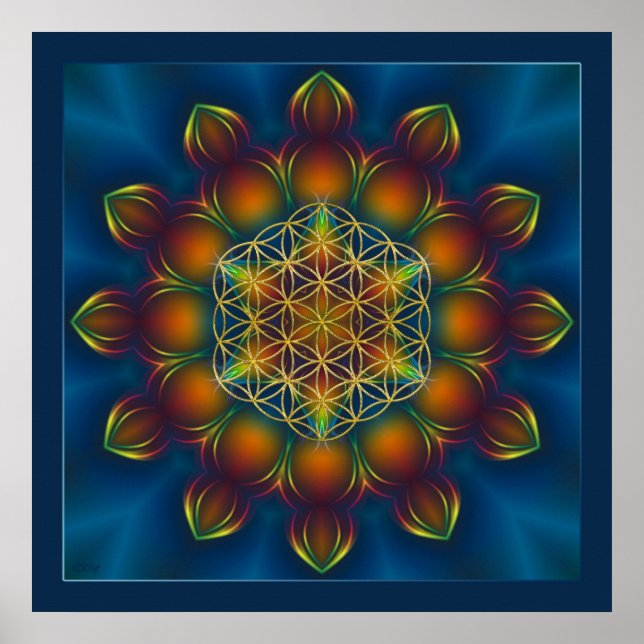 Póster FLORES DE LA VIDA/Blume des Lebens Mandala III Pla (Frente)
