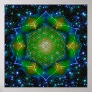 Póster FLORES DE LA VIDA/Blume des Lebens Mandala V Squar