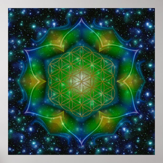 Póster FLORES DE LA VIDA/Blume des Lebens Mandala V Squar (Frente)