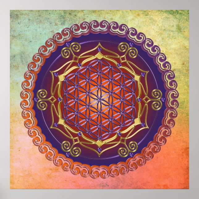 Póster FLORES DE LA VIDA / Blume des Lebens - Ornamento I (Frente)