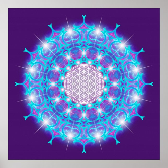 Póster FLORES DE LA VIDA/Blume des Lebens Stars Mandala (Frente)