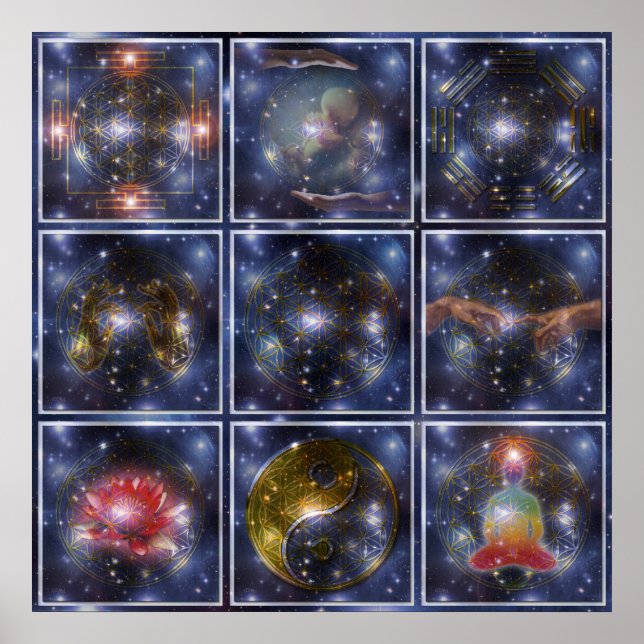 Póster FLORES DE LA VIDA / Blume des Lebens - universo (Frente)