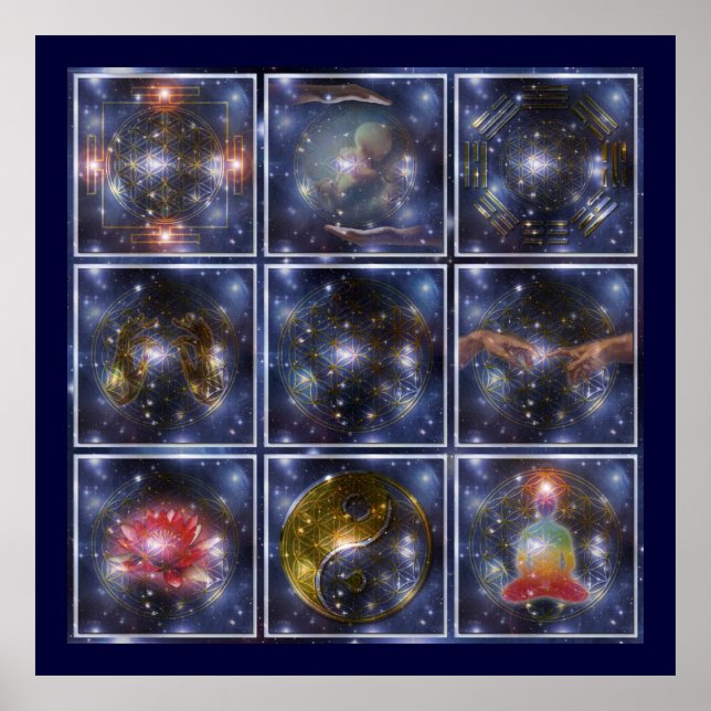 Póster FLORES DE LA VIDA / Blume des Lebens - universo (Frente)