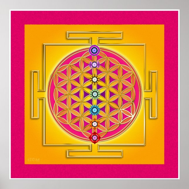 Póster FLORES DE LA VIDA - Chakras Yantra (Frente)