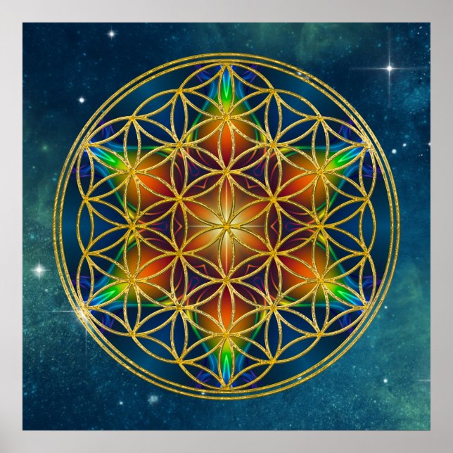 Póster FLORES DE LA VIDA - Florecimiento fractal 1 (Frente)