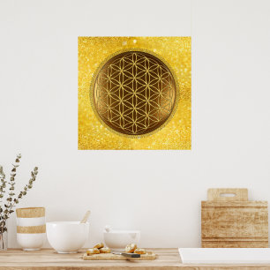 Póster FLORES DE LA VIDA - Geometría Sagrada Medaillon 1