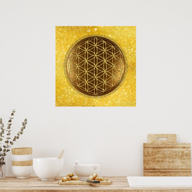Póster FLORES DE LA VIDA - Geometría Sagrada Medaillon 1 (Cocina)