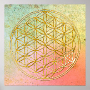 Póster FLORES DE LA VIDA - Oro