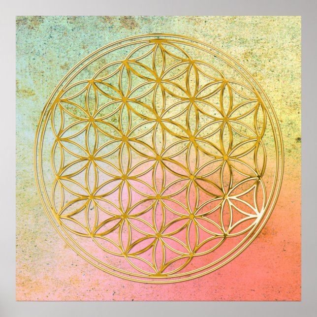 Póster FLORES DE LA VIDA - Oro (Frente)