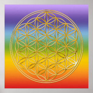 Póster FLORES DE LA VIDA - Oro