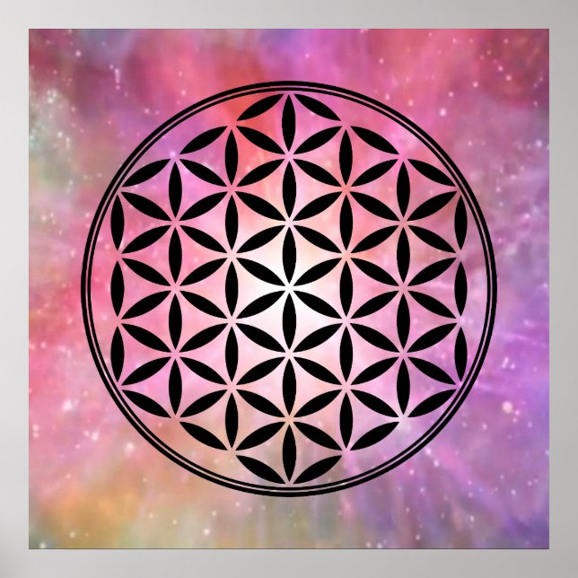 Póster FLORES DE LA VIDA - Símbolo sagrado de geometría c (Frente)
