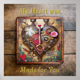 Póster Flores de lápiz labial Corazón Steampunk Series