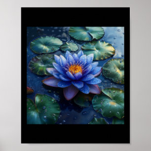 Póster Flores De Lirios De Agua Purpura Y Almohadillas De