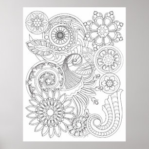 Póster Flores de los espirales: Colorante MEDIO de DIY de