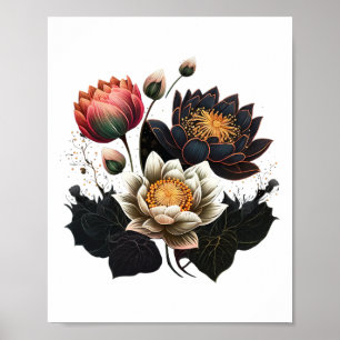 Póster Flores de Loto Budismo Símbolo Espiritual Yoga Nam