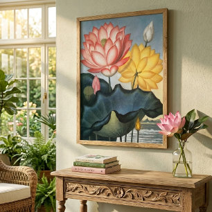 Póster Flores de Lotus de época, el sagrado bean egipcio