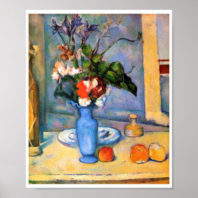 Póster Flores de malla azul, Paul Cezanne (Frente)