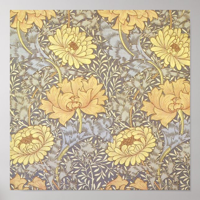 Póster Flores de Mamá William Morris Chrysanthemum (Frente)