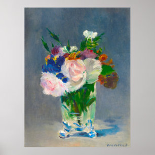 Póster Flores de manet en una maleta de cristal