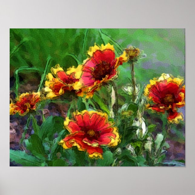 Póster Flores de Manta Margaritas Acuarela (Frente)