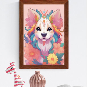 Póster Flores de manzana coloridas