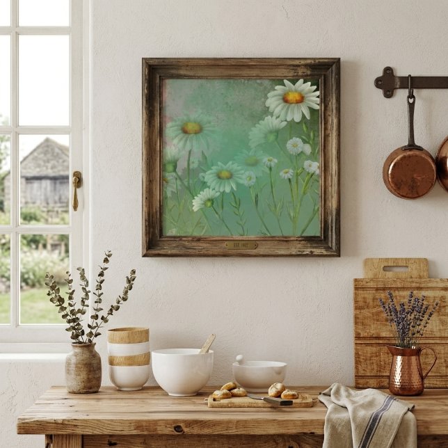 Póster Flores de Margarita con Acuarela Verde (Subido por el creador)