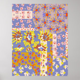 Póster Flores de margarita modernas en Periwinkle