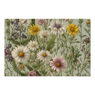 Póster Flores de margarita y flores silvestres antiguas