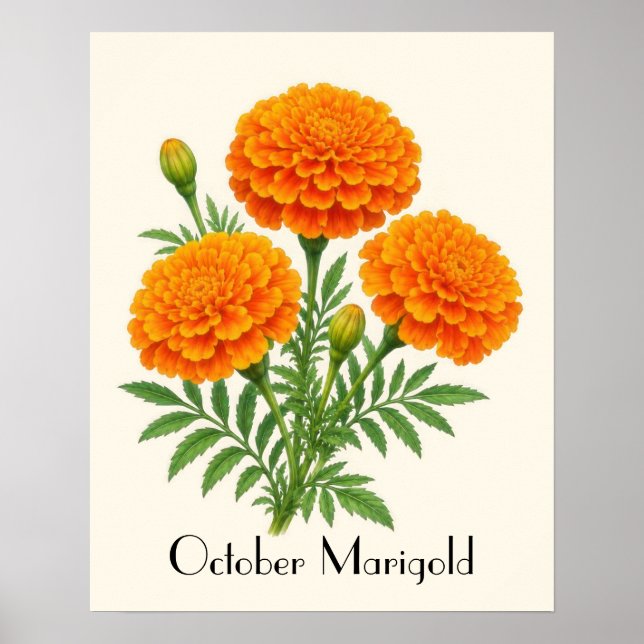 Póster Flores de Marigold de Octubre (Frente)