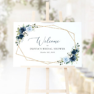 Póster Flores de marina, flores azules, ducha de novia bi
