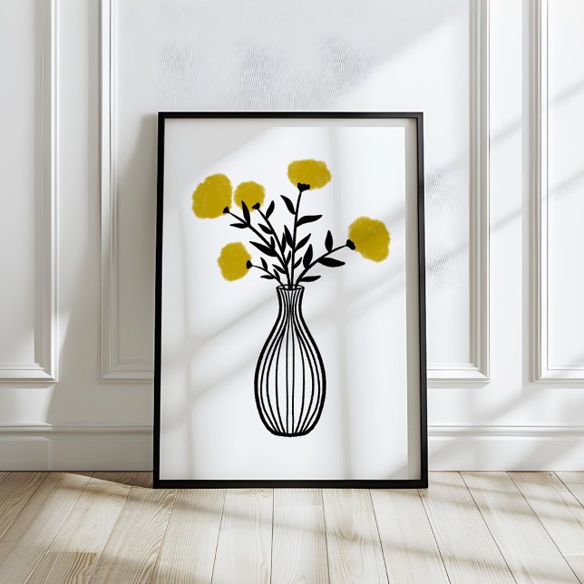 Póster Flores de Medios Mixtos Dibujadas a Mano en Jarrón (Subido por el creador)