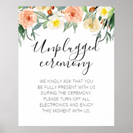 Póster Flores de menta sin fotos Boda desenchufada Ceremo