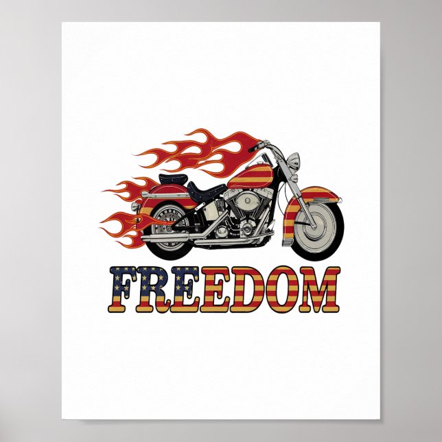 Póster Flores de motocicleta de libertad (Frente)