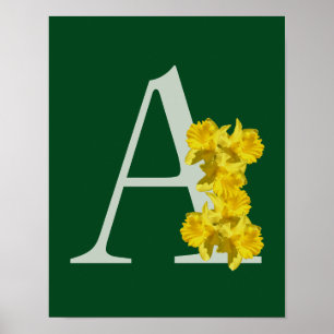 Póster Flores de Narciso Monograma Inicial A